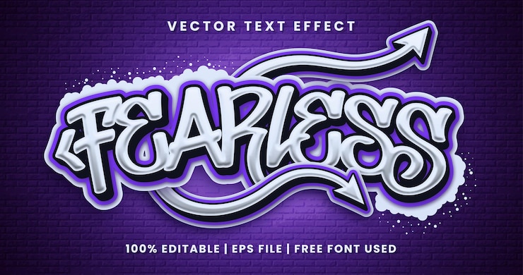 Vettore testo senza paura modello di effetto testo modificabile graffiti 3d