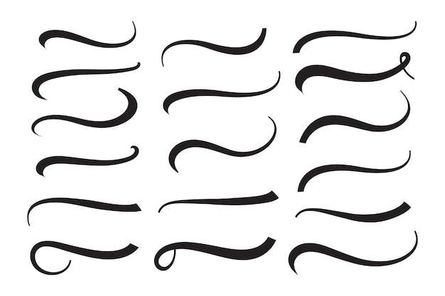 Testo Tails Swoosh Baseball Sign Tipografia carattere curva coda carattere swoosh coda vettore ornamentale
