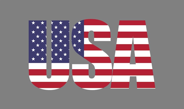 Testo USA realizzato con la bandiera americana