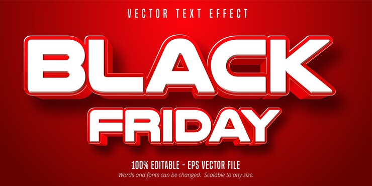 Vettore testo venerdì nero, effetto di testo modificabile