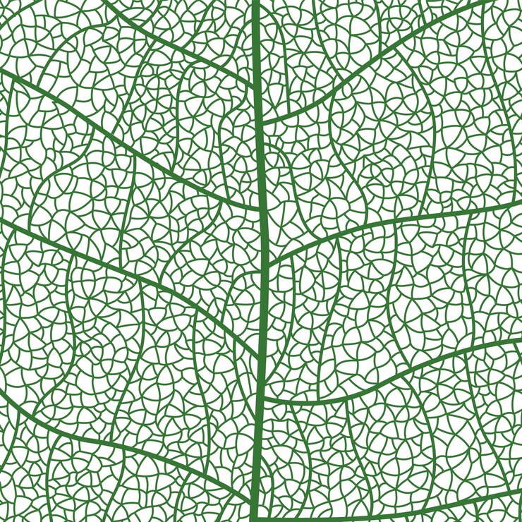 Vettore testura verde delle foglie in primo piano con dettagli intricati delle vene delle foglie che mostrano la natura botanica