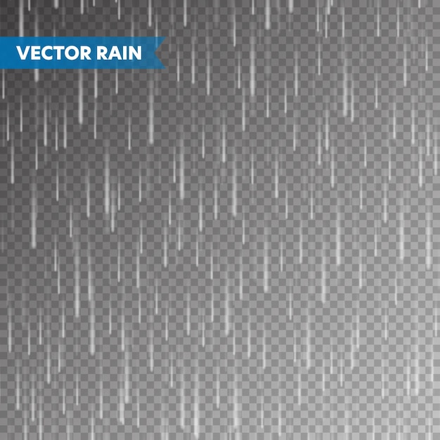 Texture di pioggia realistiche su sfondo trasparente pioggia gocce d'acqua effetto autunno piovoso giorno piovoso