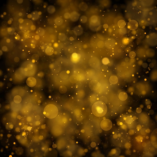 Texture di sfondo astratto nero e oro Glitter ed elegante per Natale Polvere bianca Particelle di polvere magiche scintillanti Concetto magico Sfondo astratto con effetto bokeh Vector