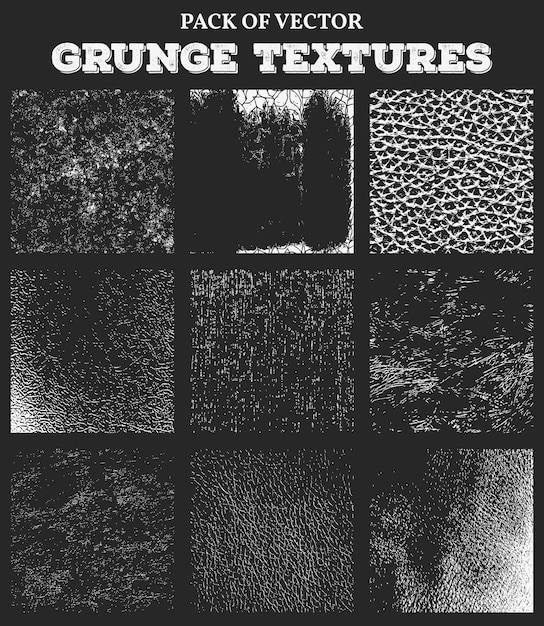 Texture grunge nere impostate Effetto distretto Sfondi scuri