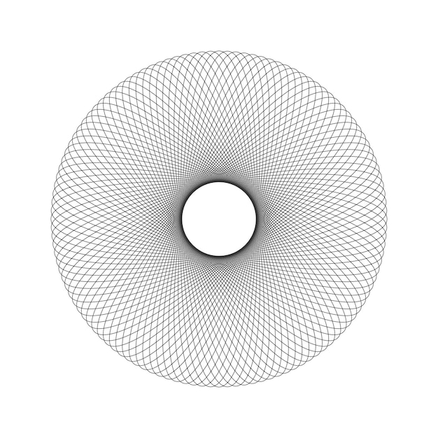 Texture ornamentali concentriche Elemento di telaio a filo simmetrico armonico Modello spirografico Guilloche rotondo