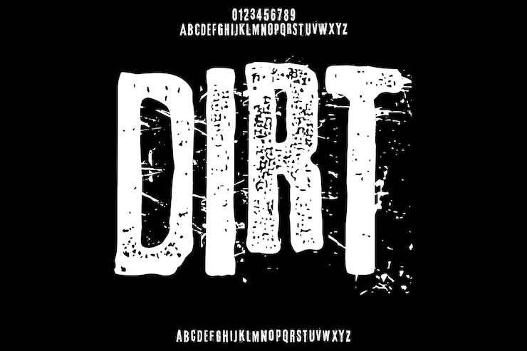 Vettore textured dirt creative vector grunge brush alfabeto disegno di caratteri