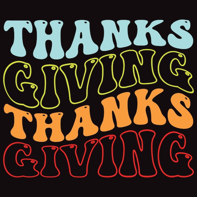 Thanksgiving wavyretrotypography design di magliette