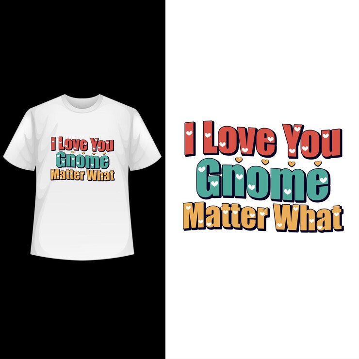 Vettore ti amo gnome matter what camicia di san valentino design camicia di san valentino camicia grafica tipografica