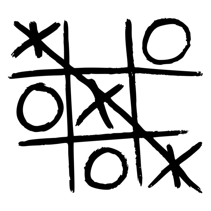 Vettore tic tac toe abbozzato isolato gioco vintage in stile disegnato a mano croce incisa e zero progettato per poster stampa libro illustrazione logo icona tatuaggio vintage illustrazione vettoriale