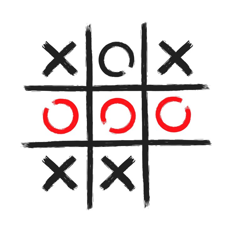 Vettore tic tac toe xo gioco a mano disegnato griglia doodle modello illustrazione vettoriale