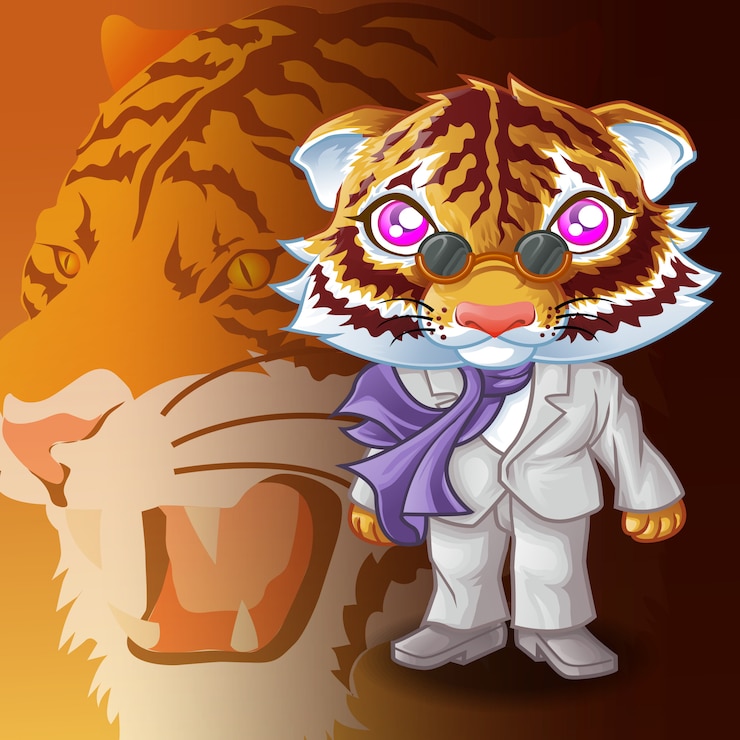 Vettore tiger mafia character and tiger background.