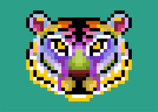 Tigre di pixel carino colorato isolata.