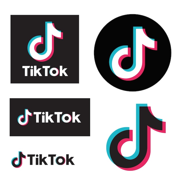 Tiktok tik tok musicalmente icona del logo Set di icone dei social media Logo