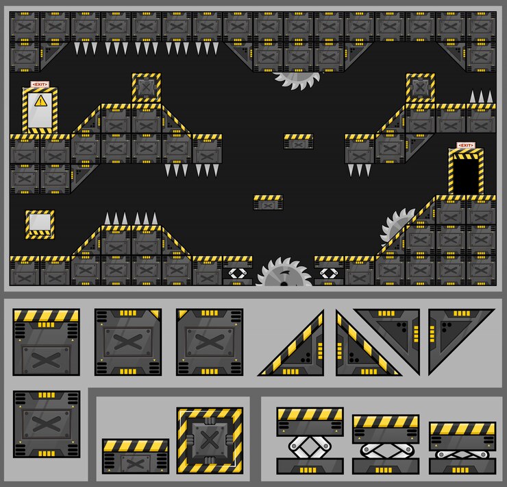 Vettore tileset del gioco di fabbrica