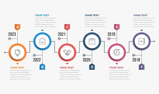 Timeline infografica con 06 opzioni