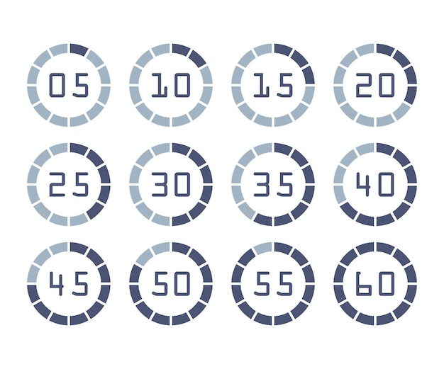timer quadrante e cronometro impostati in uno stile piatto