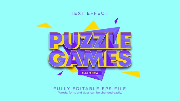 Tipo di carattere dell'effetto del testo del pulsante dell'interfaccia utente dei giochi di puzzle