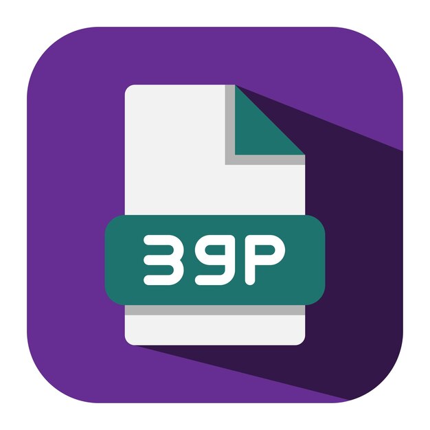 Tipo di file 3gp formato di documento con estensione di icona piatta