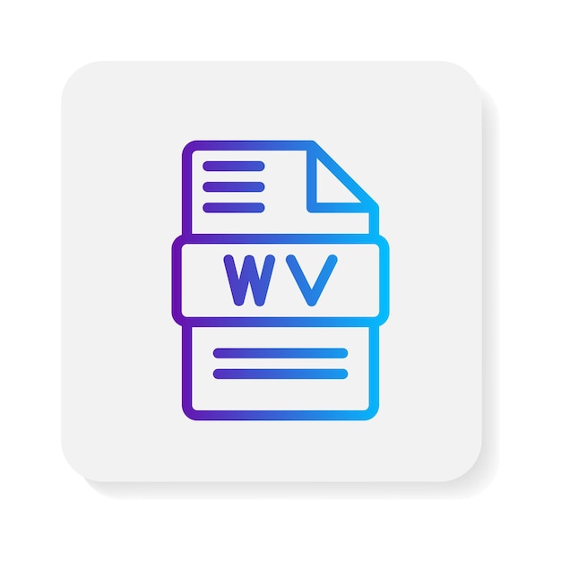Tipo di file di documento audio Wv estensione di icone piatte tipo di archivio