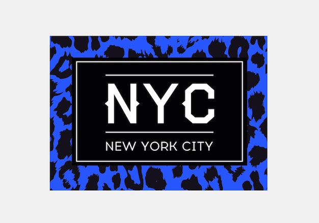 Tipografia dello slogan di New York su sfondo con motivo leopardato Fashion tshirt design T-shirt per ragazze stampa alla moda