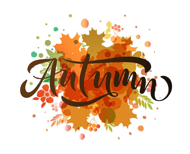 Tipografia di lettere autunnali Calligrafia autunnale moderna Illustrazione vettoriale su sfondo strutturato