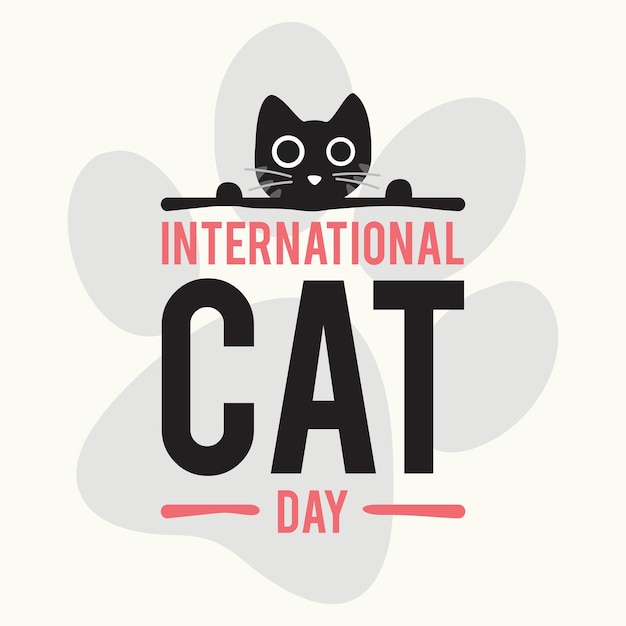 Tipografia lettera International Cat Day disegno vettoriale