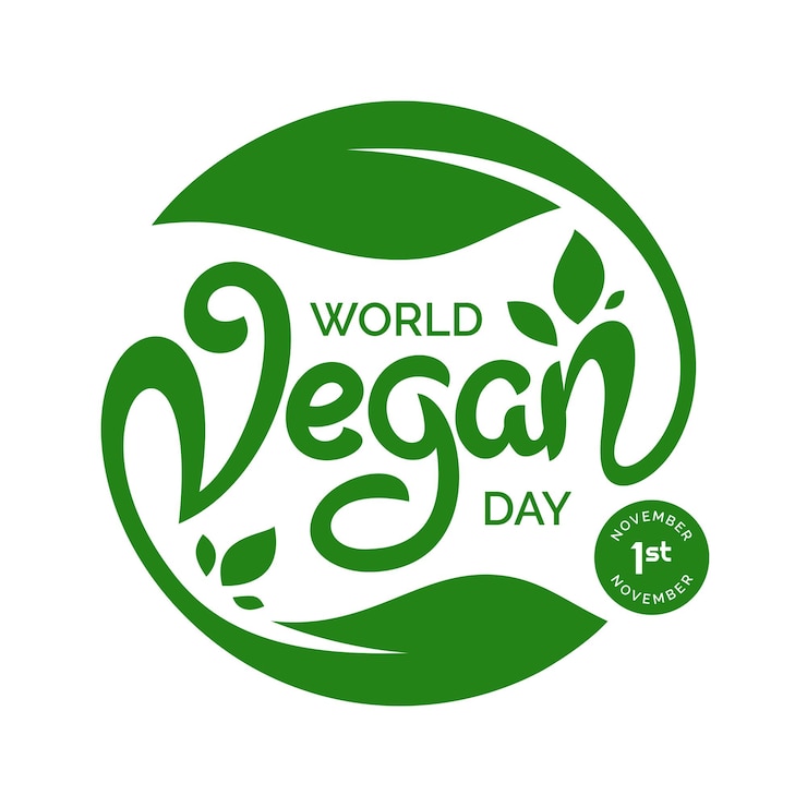Vettore tipografia per la giornata mondiale del vegano. scritte a mano vettoriali per poster, logo, simbolo, merce, banner, ecc