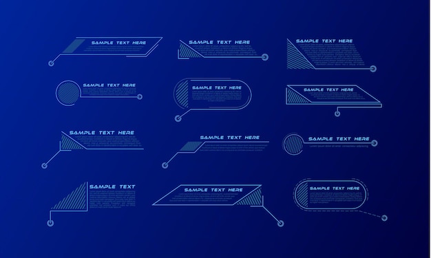 Titoli di callout digitali. Set di modello di banner tecnologia HUD.