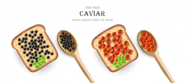 Toast di caviale rosso e nero