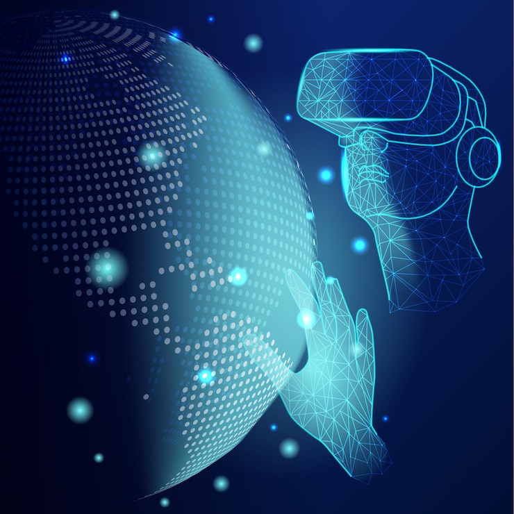 Vettore toccando un concetto di tecnologia futuristica dello schermo virtuale