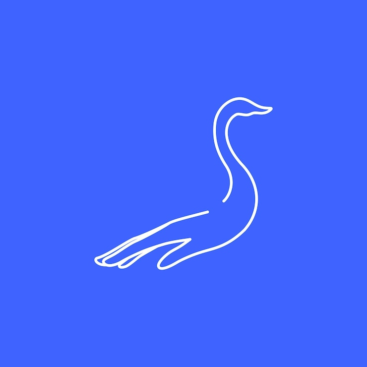 Vettore tocco di cuore con il modello minimo dell'illustrazione dell'icona di vettore di progettazione di logo del cigno del pollame animale
