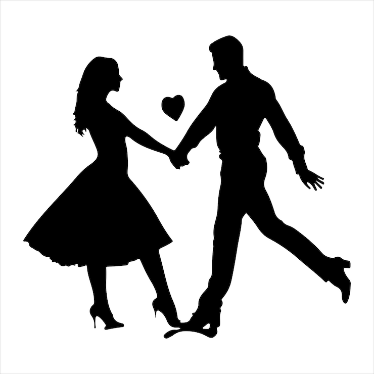 Vettore together in shadows loves silent bond silhouette vettore di colore nero