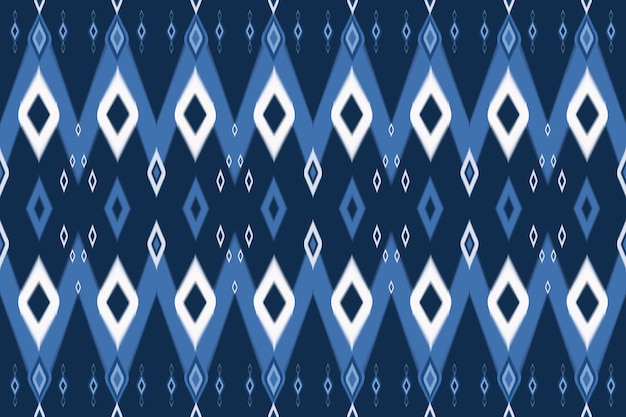 Tono blu asiatico etnico geometrico orientale ikat modello tradizionale senza cuciture per sfondo tappeto carta da parati sfondo abbigliamento avvolgimento tessuto batik ricamo stile vettore