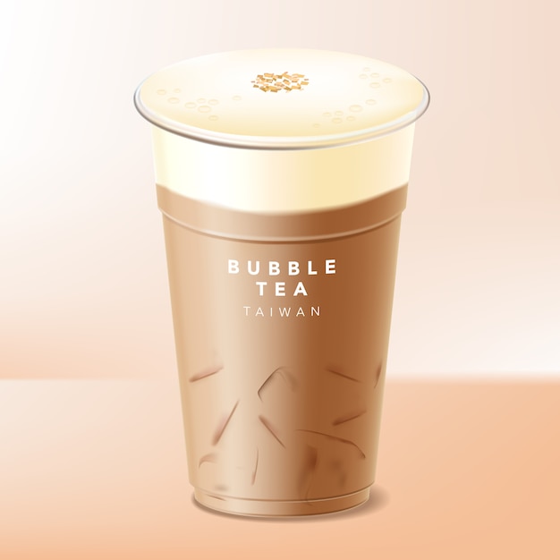 Top con latte ghiacciato, copertura o tappo Bubble Tea taiwanese, caffè o cioccolato