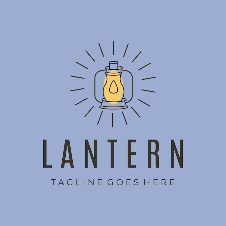 Vettore torcia lanterna line art logo vettore simbolo illustrazione design
