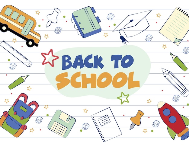 Torna a scuola disegno vettoriale di sfondo