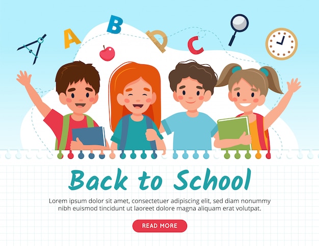 Torna al concetto di scuola, simpatici personaggi.