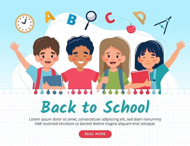 Torna al concetto di scuola, simpatici personaggi.