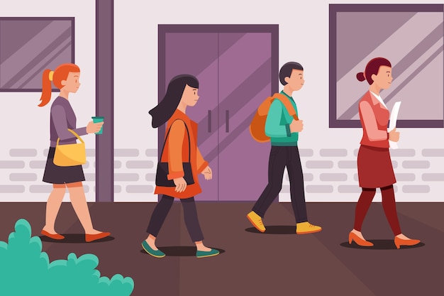 Torna al lavoro persone che camminano all'aperto