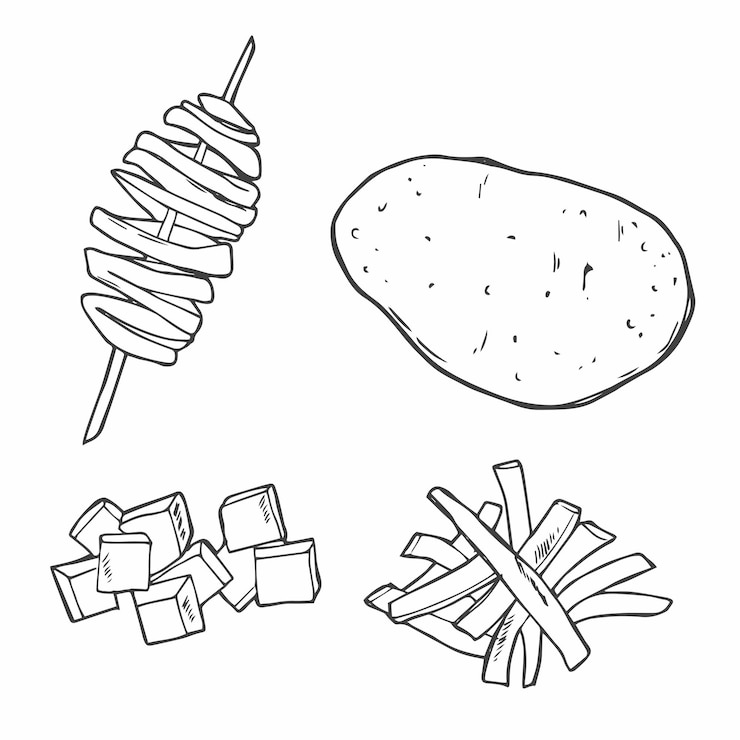 Vettore tornado patata sull'icona del bastone patata a spirale patate salate fritte