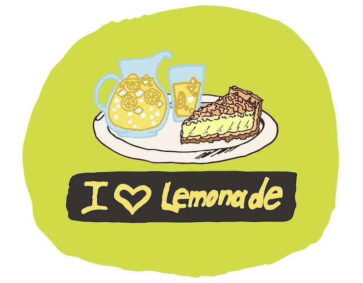 Vettore torta al limone e limonata