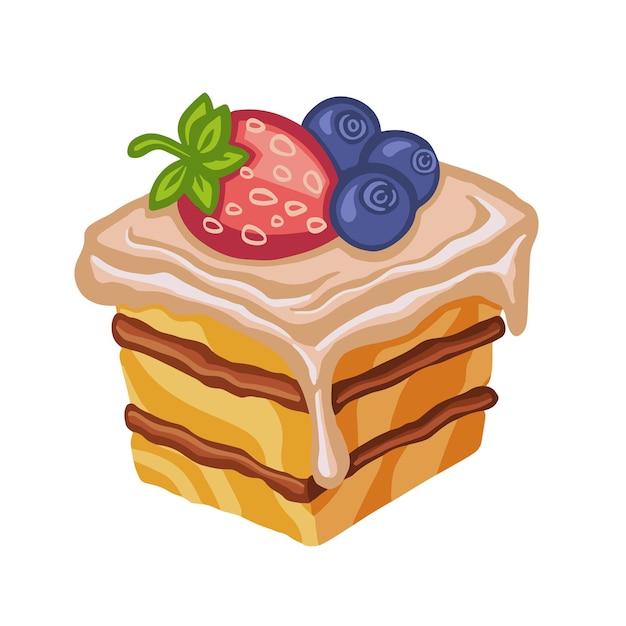 Torta al miele con illustrazione disegnata a mano del dessert della torta di frutta