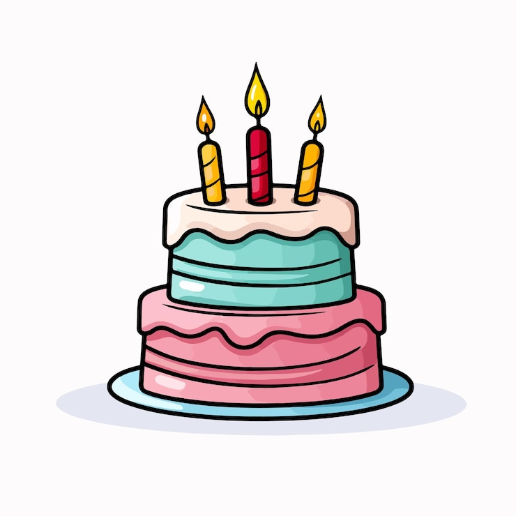 Vettore torta di compleanno una semplice illustrazione di cartone animato