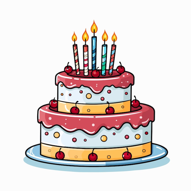 Vettore torta di compleanno una semplice illustrazione di cartone animato