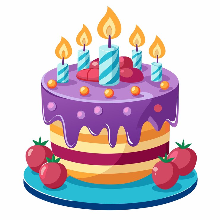 Torta di compleanno vettoriale con decorazione