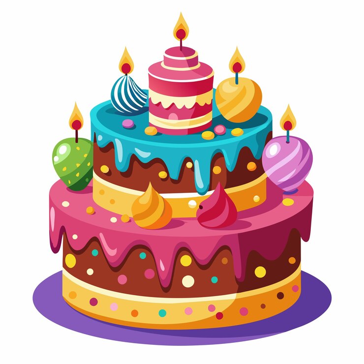 Torta di compleanno vettoriale con decorazione