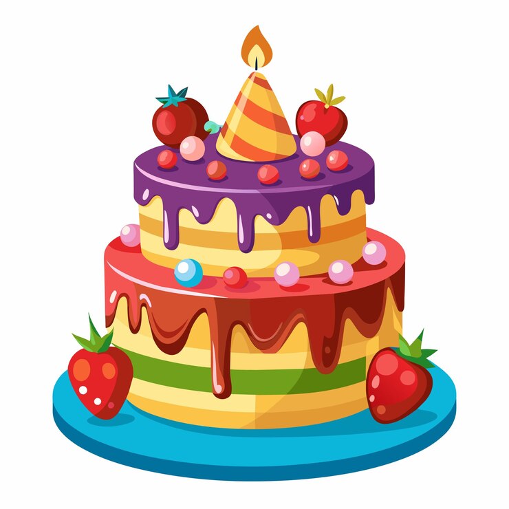 Torta di compleanno vettoriale con decorazione