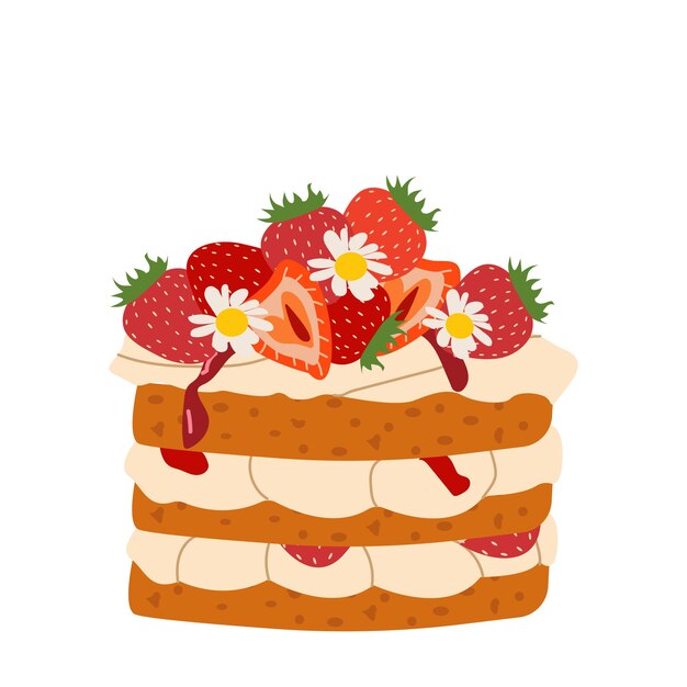 Torte di compleanno isolate su bianco Vettore per cartoline e adesivi illustrazione piatta per feste di compleanno