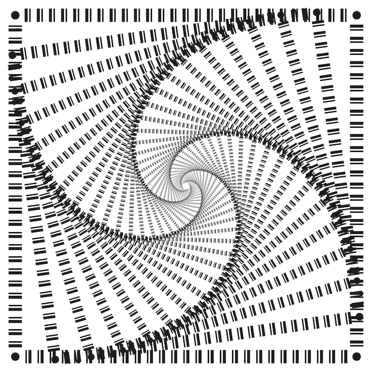 Vettore tortura a spirale punteggiata forma di vortice astratta forma di illusione ottica modello dinamico vettoriale