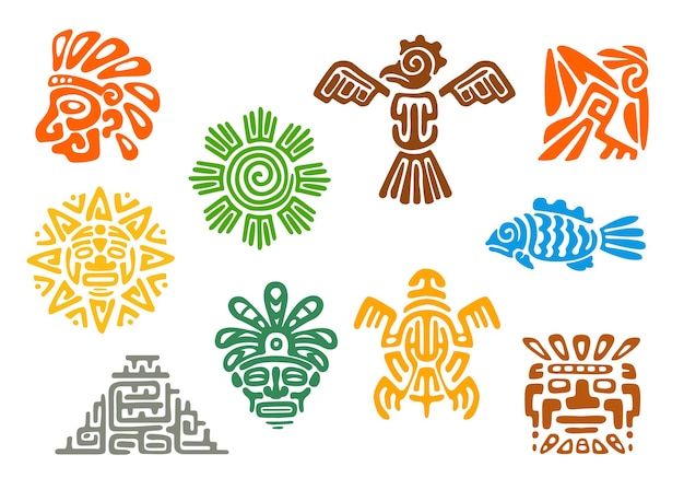 Totem aztechi maya Simboli tribali inca messicani